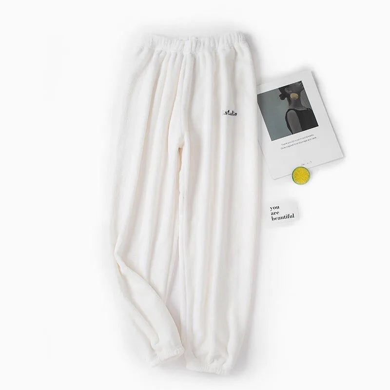 Fleece Pants Women's Thick Plush Loungewear Warm Sleepwear