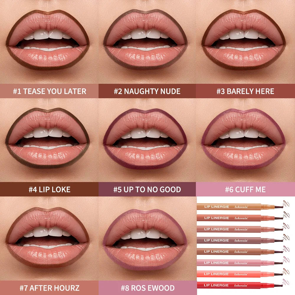 Lip Lingerie Long Lasting Waterproof Lip Liner Stain 8 Colors Transfer Proof Smudge Resistant Color No Bleed Formula Cosmetics Zpaxo