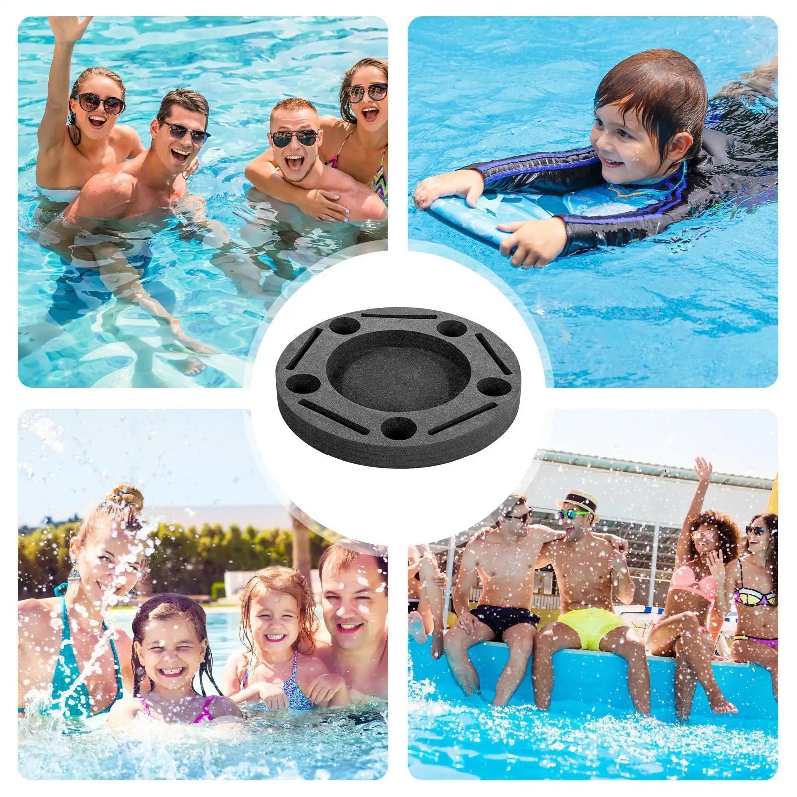 Floating Drink Holder Large Pool Tray Compartments Tub Waterproof