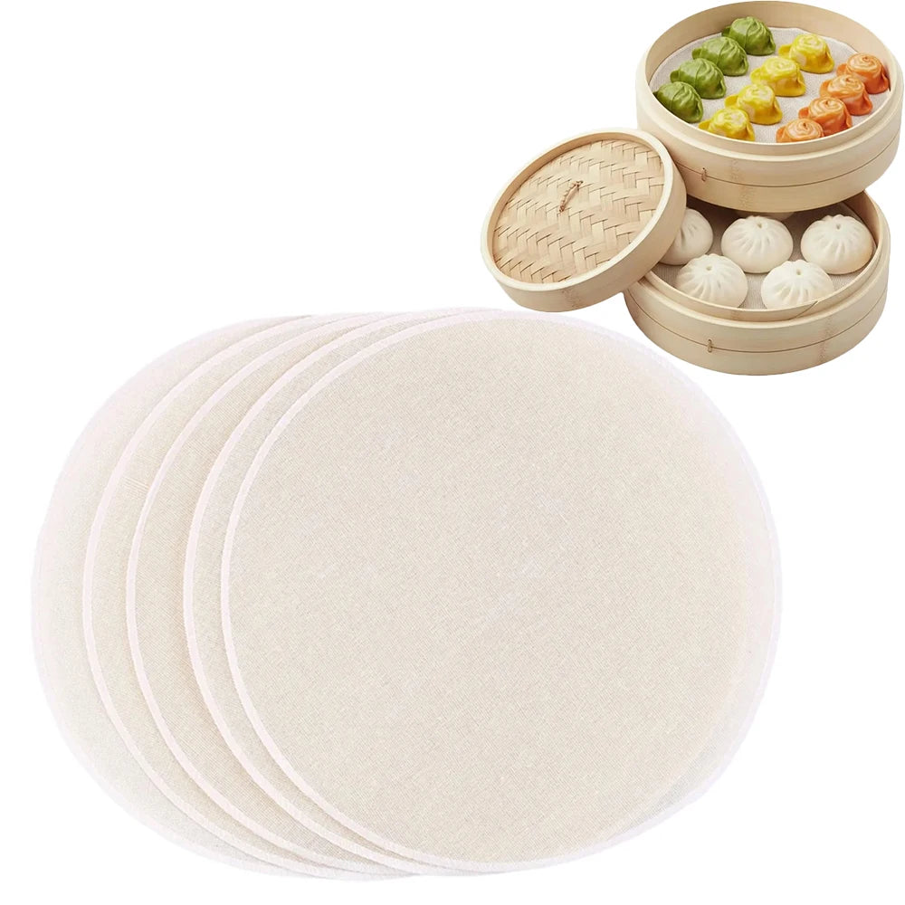Round Cotton Steamer Cloth 32cm/ 12.6in Non-stick Pure Cotton Steamer Liners Reusable Steamer Pads for Dumplings Kitchen Cooking Zpaxo