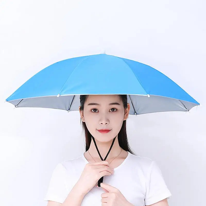 ▶1Pcs Head-mounted Umbrella Foldable Waterproof UV Protection Sun Rain Cap For Outdoor Fishing Camping Beach For Men Women Zpaxo A3