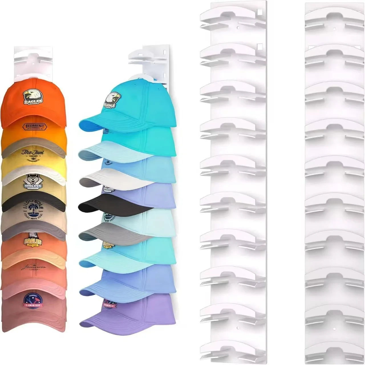 2026 Hot 10Grids Wall Mounted Cap Rack Hat Holder Baseball Cap Towel Rack Holder Closet Hanger Storage Organizer Space Saving Zpaxo White