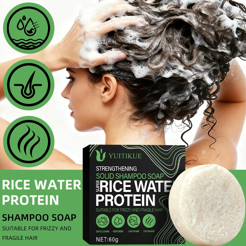 YUITIKUE Rice Protein Shampoo Bar – Frizzy & Fragile Hair 60g Solid Shampoo Bar Zpaxo