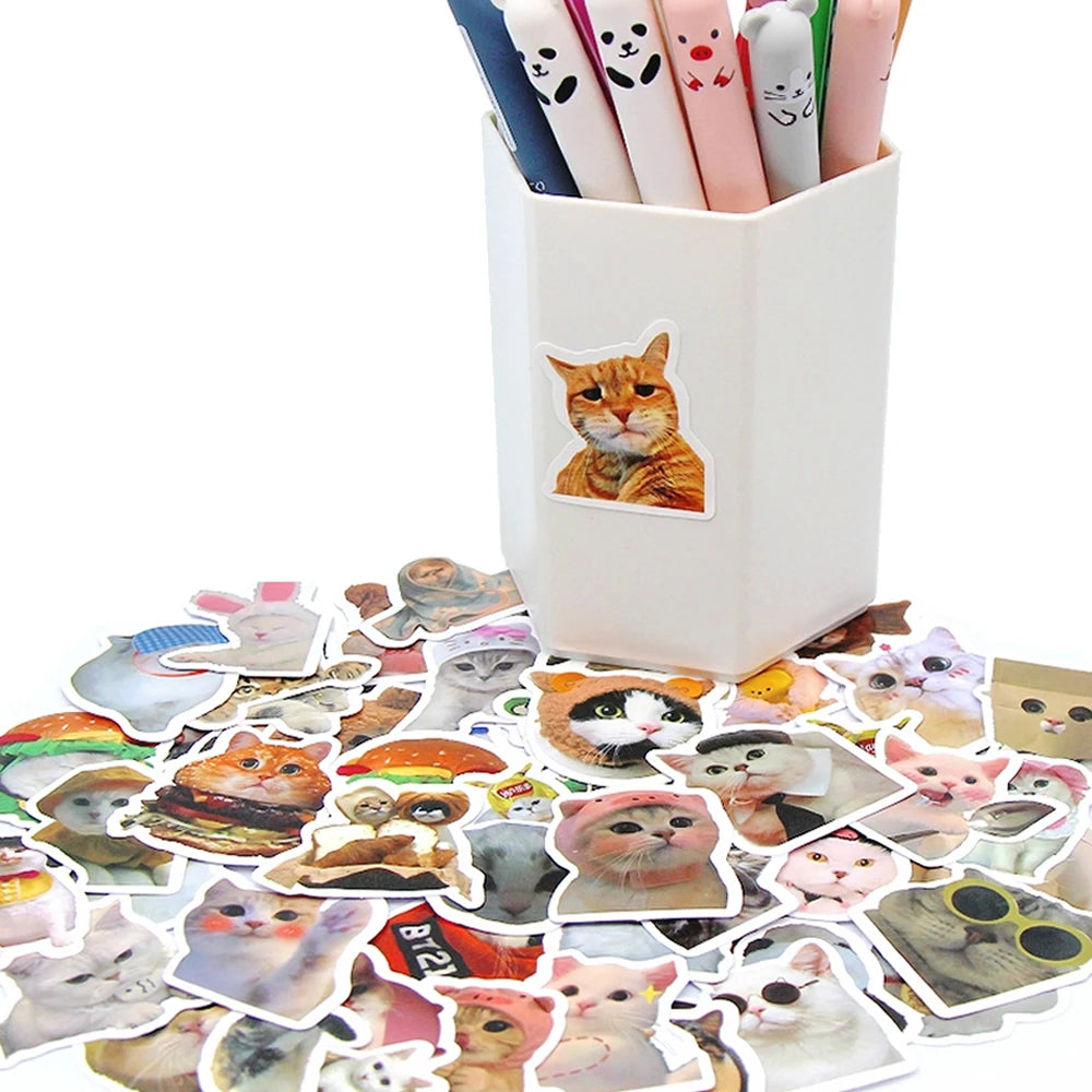 10-100Pcs Funny Cat Stickers DIY Scrapbooking School Supplies Children Stationery Decoration For DIY Decoration Gifts Kit Set Zpaxo