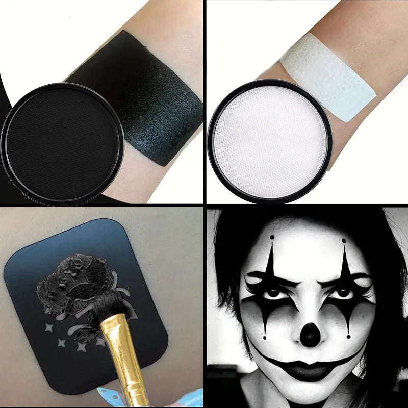 30g Face Paint Kit,Water Activated Monochromatic Face Body Painting Makeup Palette Cosplay Paint Palette SFX Joker Zombie Makeup Zpaxo