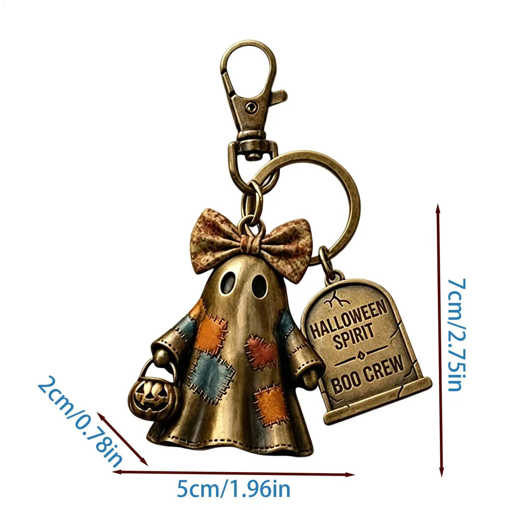 Ghost Keychain Metal Funny Vintage Spooky Bow Halloween Key Chains
