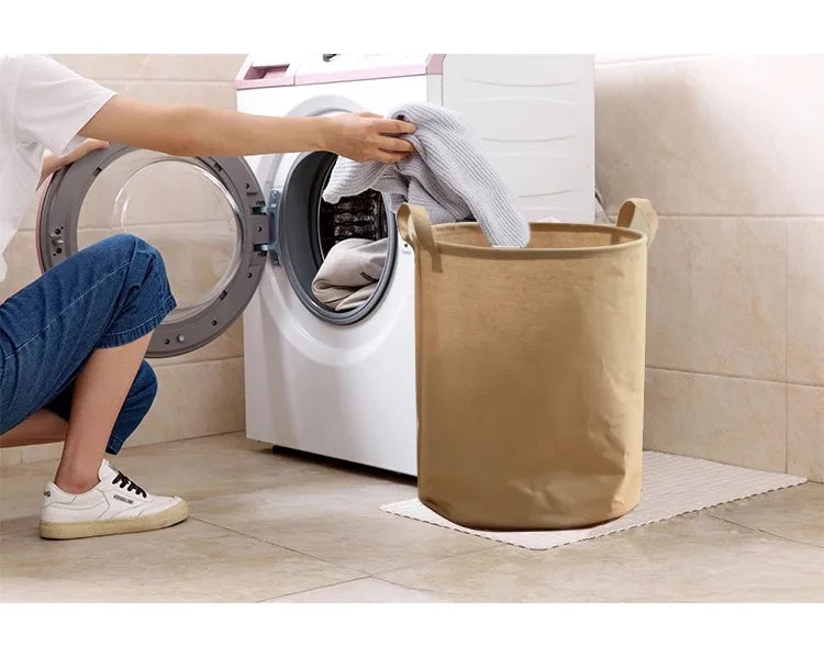 Fabric dirty clothes basket folding large dirty clothes bucket clothes storage bucket drawstring storage bucket Zpaxo