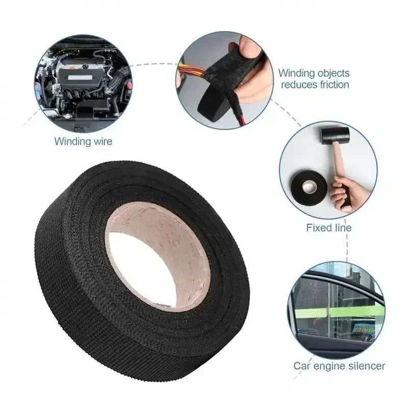25MM*15M Auto Car Flannel Flannelette Adhesive Tape Wiring Harness Anti Rattle Self Adhesive Felt Tape Auto Repair Tools Zpaxo