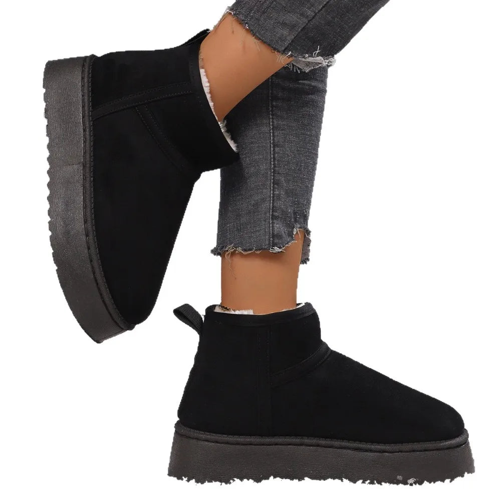 Winter Thick Bottomed Lined Large Head Snow Boots Women Warm Short