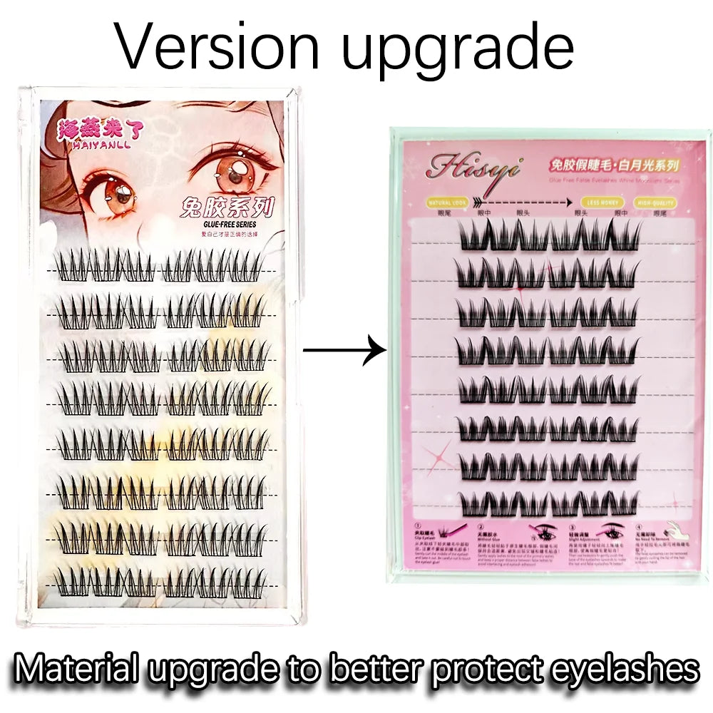HISYI Self-Adhesive False Eyelashes 8 Rows - Glue-Free, Natural Look, Reusable & Easy Apply for Daily/Party Makeup (8-Pack) Zpaxo