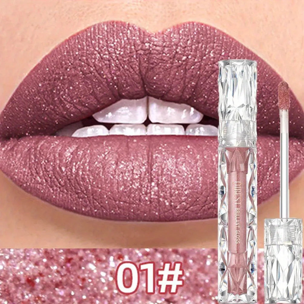 Diamond Liquid Lipstick Moisturizing Lasting Purple Sparkling Waterproof Lip Gloss Matte Glitter Lipstick Korean Makeup Zpaxo