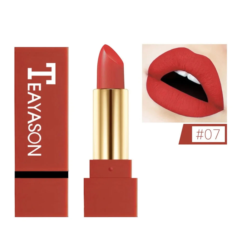 Dark Red Matte Lipstick Velvet Cream Texture Highly Pigmented Waterproof & Sweatproof Lasting Non-Smudging Makeup Cosmetics Zpaxo
