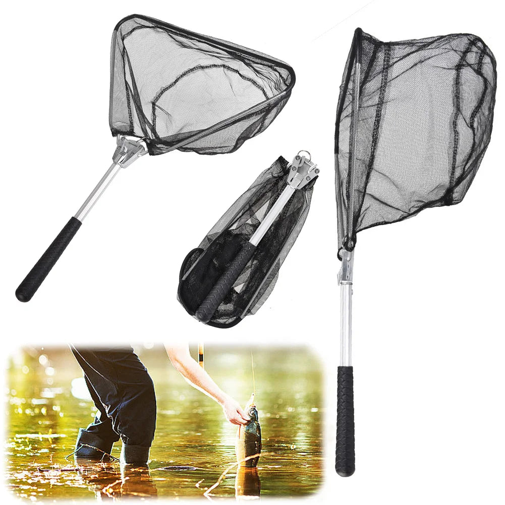 Folding Trout Net Aluminium Alloy Fly Fishing Catch Release Carp