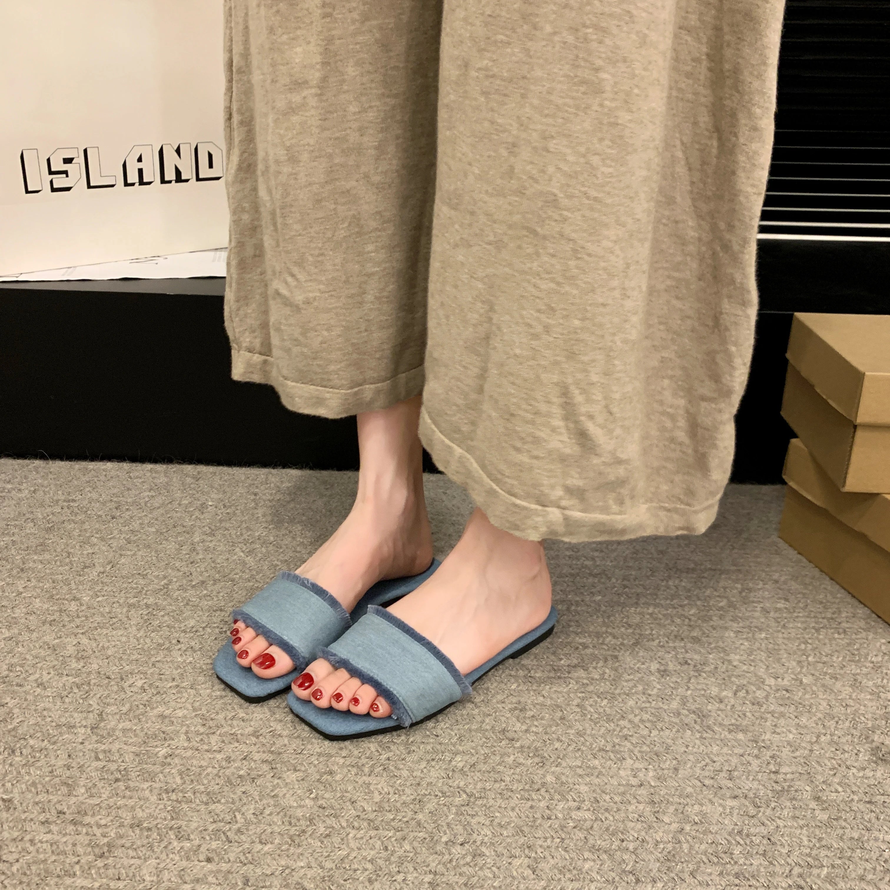 Summer Indoor Women Slides Shoes Women's Slippers Solid Open-toe Foot
