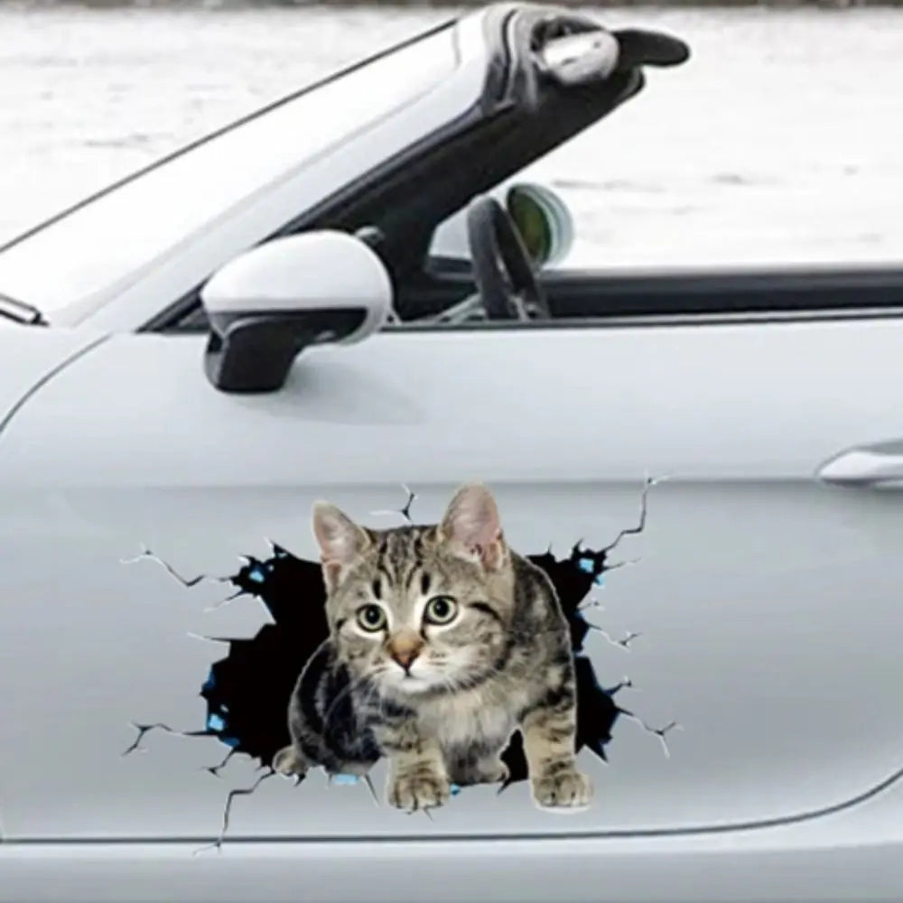 3D Cat Car Stickers Waterproof Universal Crack Sticker Animal Styling Zpaxo