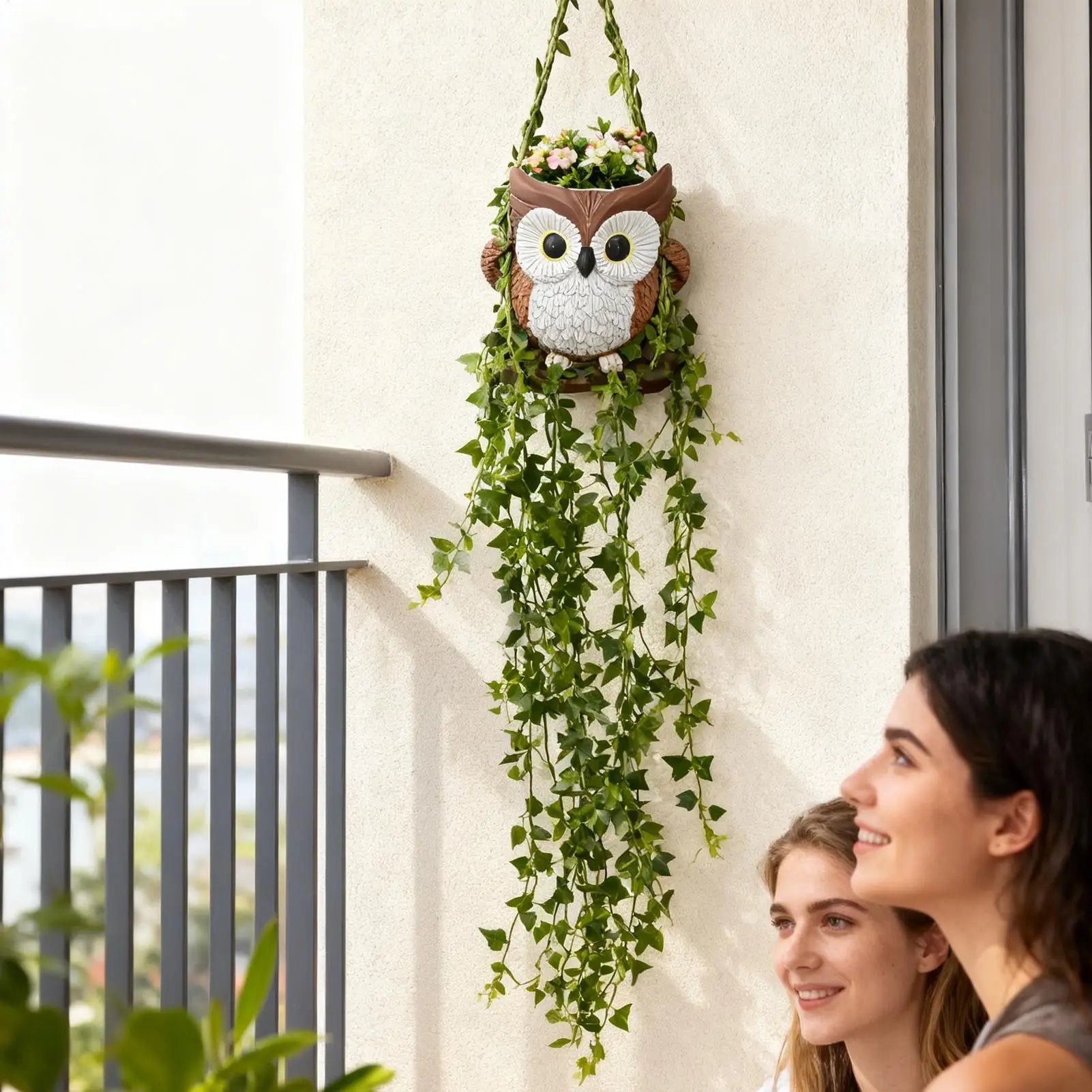 Cute Plant Pots Resin with Drainage Hole Owl Planter Small Plant Pots for Indoor Outdoor Garden Patio Porch Bedroom Living Room Zpaxo