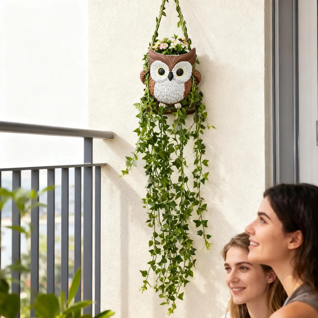 Cute Plant Pots Resin Drainage Hole Owl Planter Small Indoor Outdoor Zpaxo