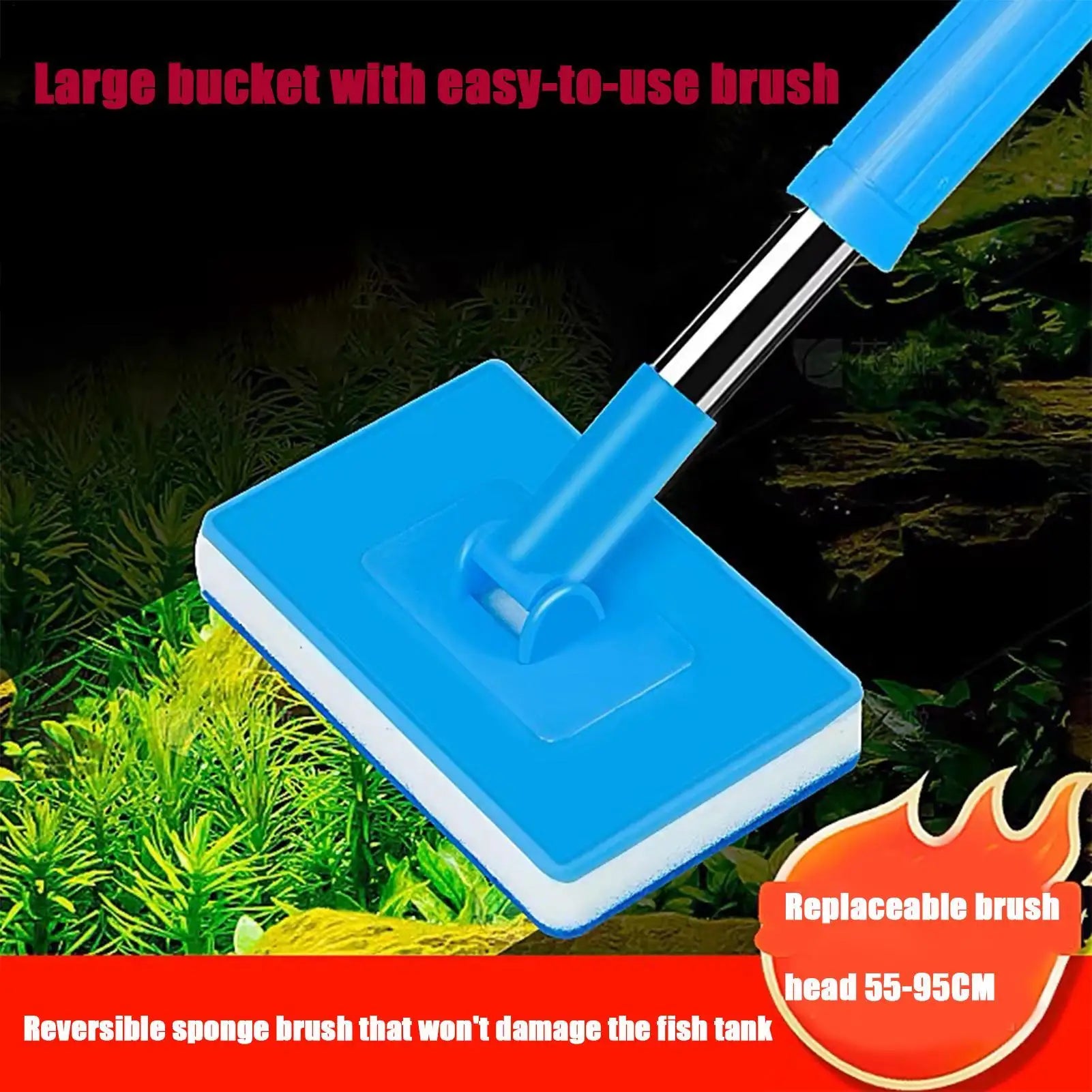 Aquarium Cleaning Brush Telescopic Fish Tank Scrubber Glass Washing Tool Aquarium Scrub Brushes For Men Women Husband Wife Mom Zpaxo
