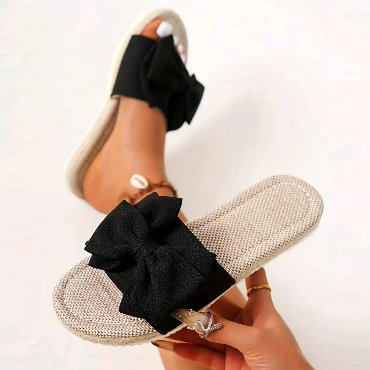 Women Slippers 2025 Bow Anti Slip Sandals Wear-resistant Soft Sole Zpaxo