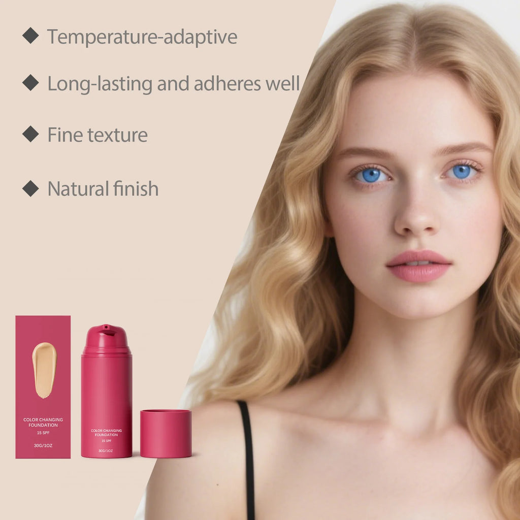 Natural Color-Correcting Foundation with Warm Tone, Facial Skin Evening, Soft Makeup Feel,Long-Lasting Luminous & Sheer Coverage Zpaxo