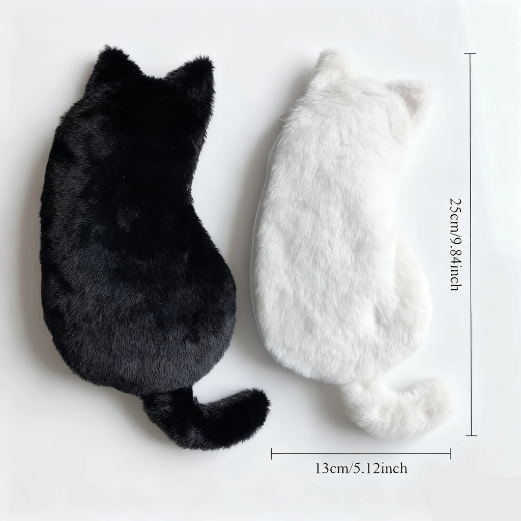 Cute Plush Cat Shaped Pencil Case Large Capacity Stationery Storage
