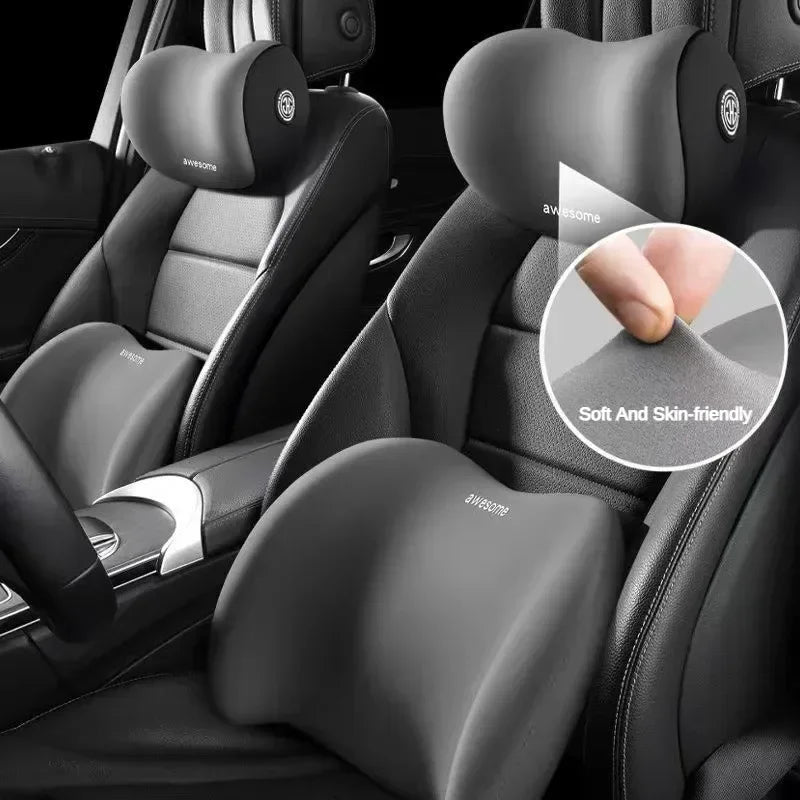 Memory Foam Car Neck & Lumbar Support Pillow | Travel Comfort
