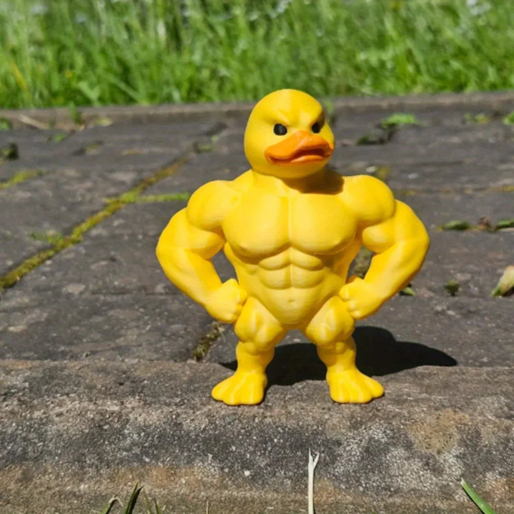 Muscle Duck Statue -3D Desktop Decor,Cute Bookshelf Whimsical Figurine,Multifunctional Indoor/Outdoor Decoration, Home Accessory Zpaxo