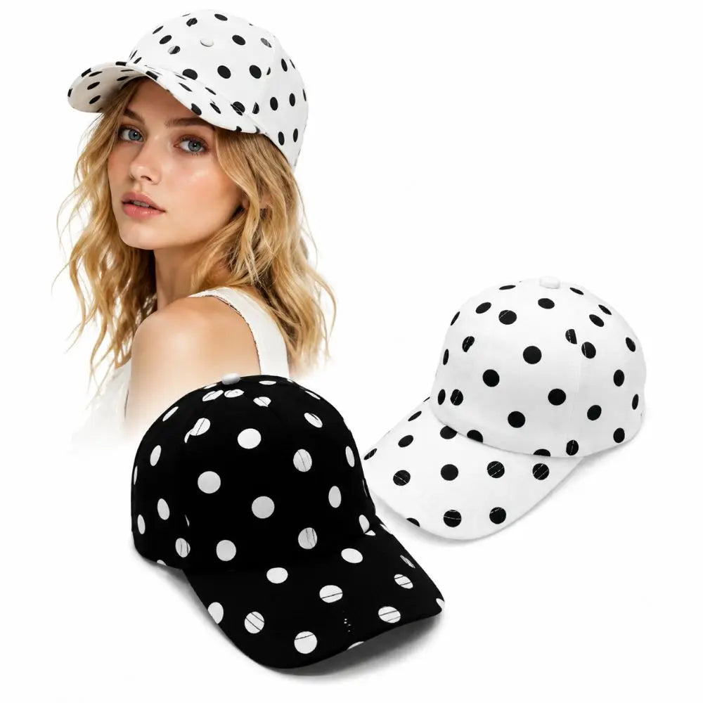 Retro Soft-top Polka Dot Baseball Cap Adjustable Sun Protection Casual Hat Versatile Wide Brim Peaked Cap Summer Outing Zpaxo