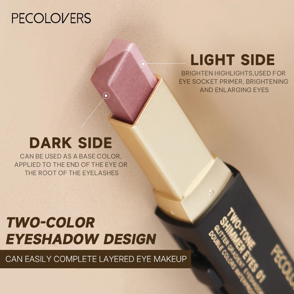 PECOLOVERS Aurora Shimmer 2-Tone Gradient Glitter Eyeshadow Stick Zpaxo