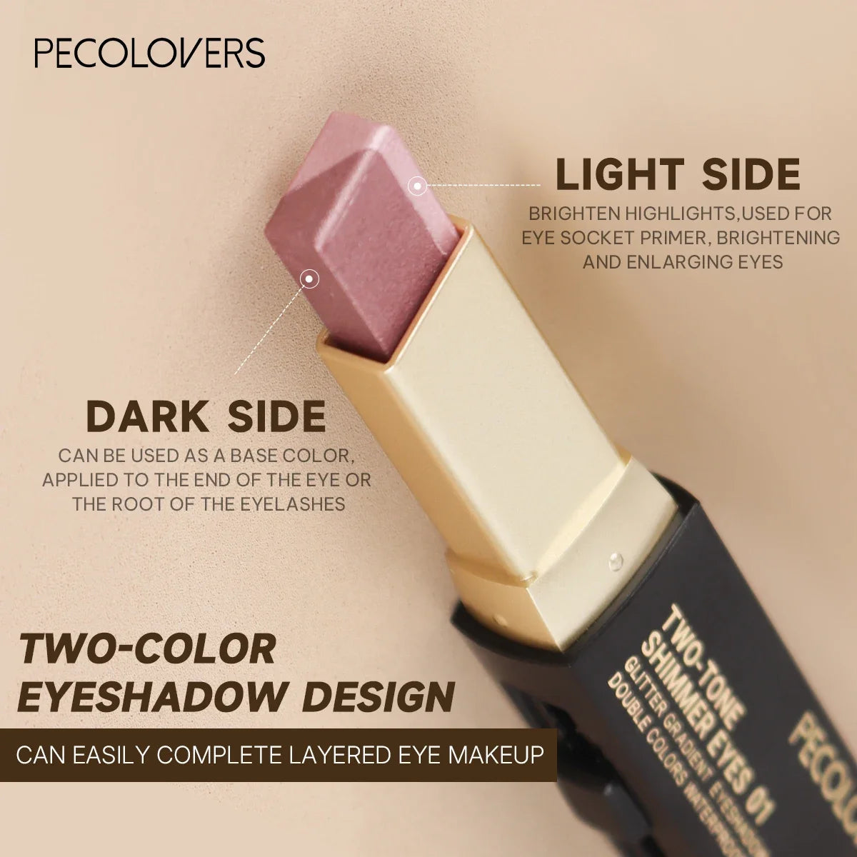 PECOLOVERS Aurora Shimmer 2-Tone Gradient Glitter Eyeshadow Stick Zpaxo