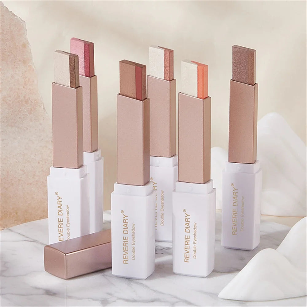 1Pcs Professional 2 In 1 Double Color Gradient Velvet Eye Shadow Stick Lazy Makeup Waterproof Lasting Shimmer Metallic Eyeshadow Zpaxo