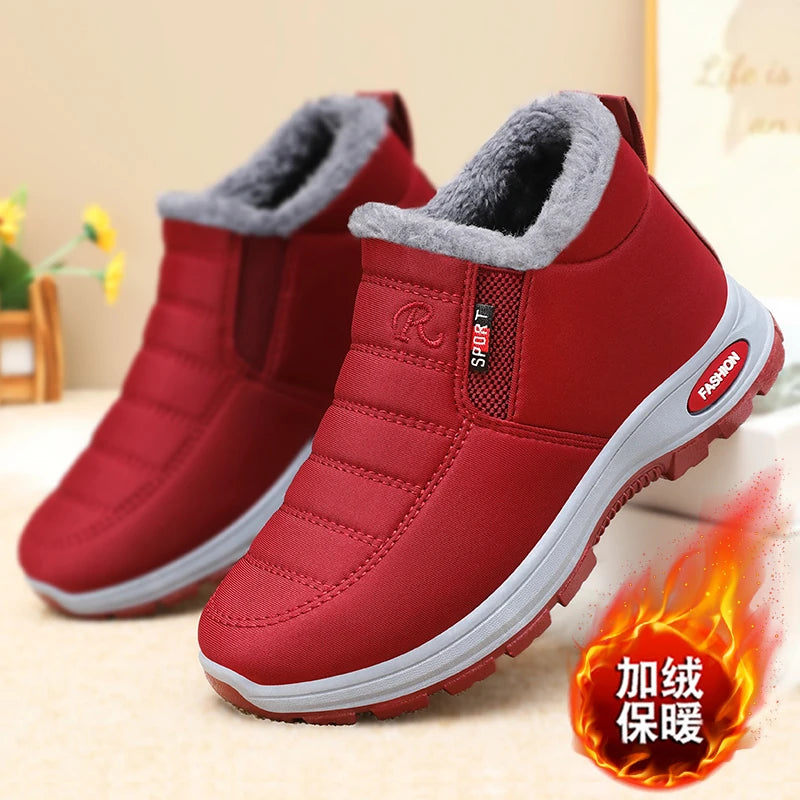 Outdoor Women Snow Boots Thickened Fluff Lined Cotton Shoes Women 2025 New Round Toe Couples Sneakers Leisure Warm Ankle Boots Zpaxo