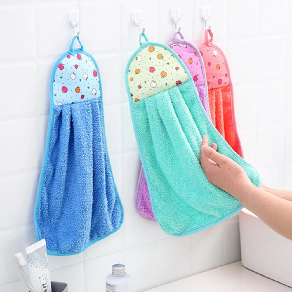 4-Pack Wall-Mounted Quick-Dry Plush Hand Towels | Kitchen & Bath