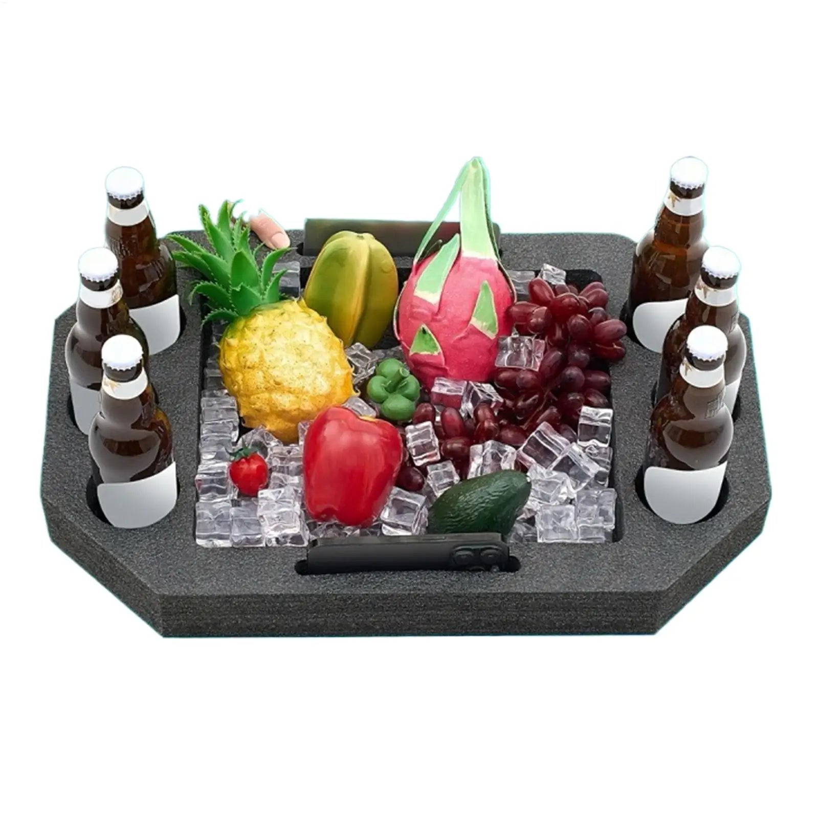 Large Floating Pool Tray Built-in Dividers Waterproof Drink Holder