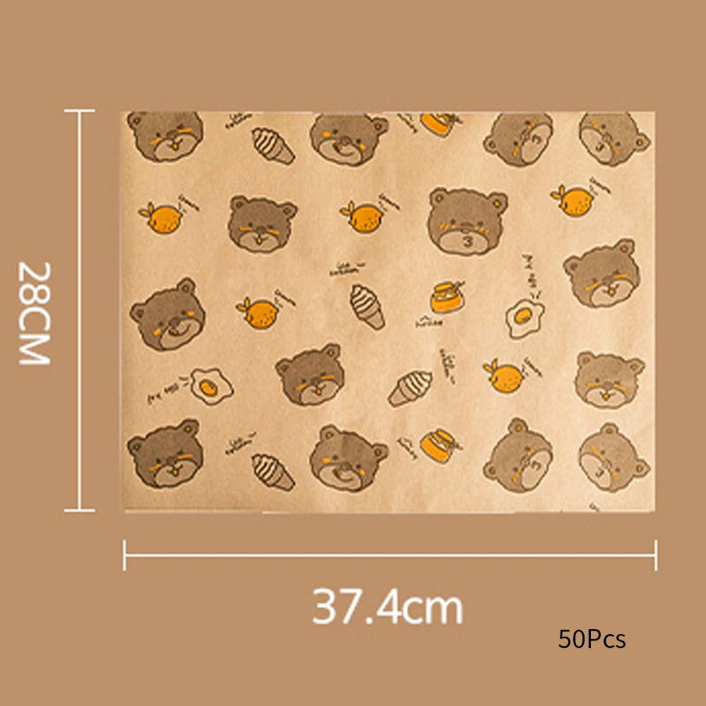 50Pcs Sandwich Wrappers Food Wax Paper Hamburger Fries Bread Baking Oil Paper Wrapping Baking Tools Zpaxo J1713