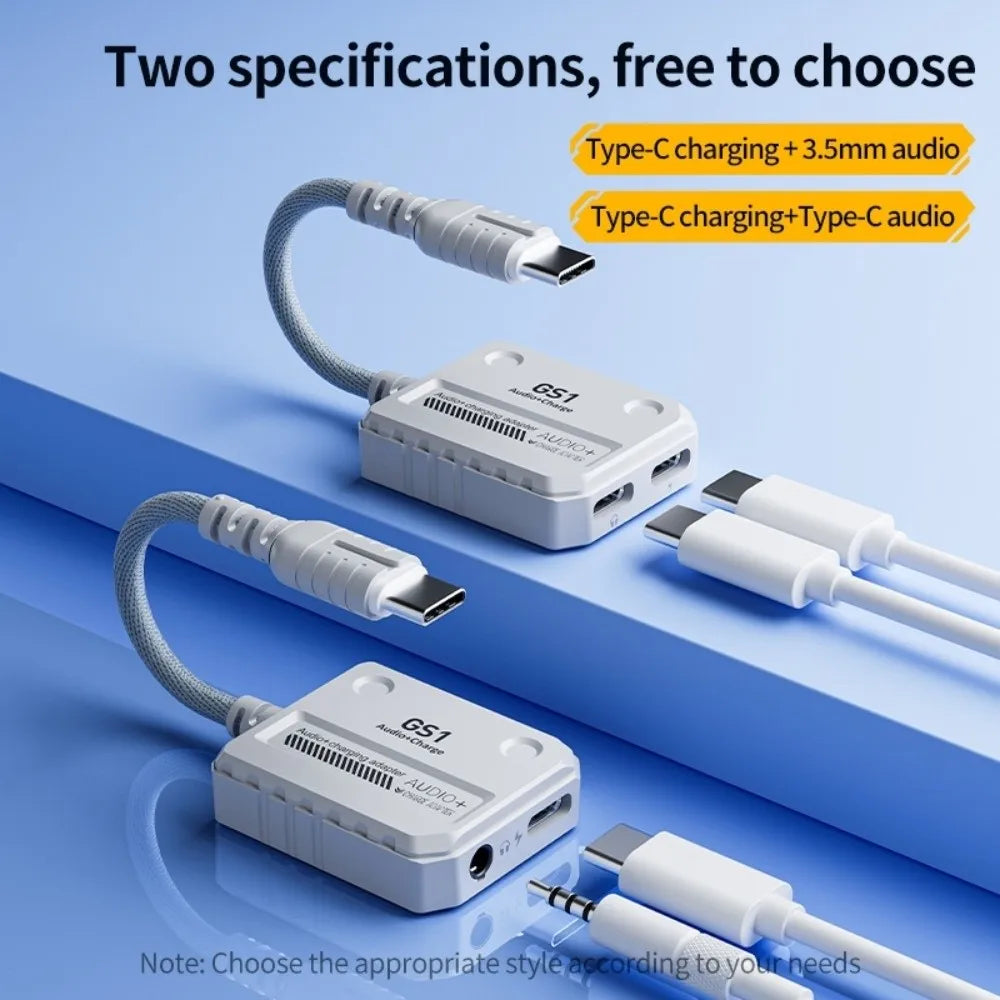 Type-c Interface 1 USB C Adapter 60W Double Port Headphone Converter Zpaxo