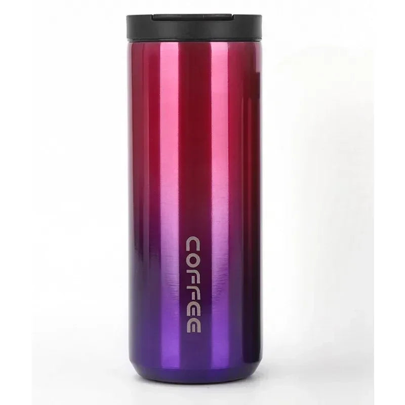 Portable 500ML Stainless Steel Coffee Thermos Bottle Thermal Mug Leakproof Car Vacuum Flasks Coffee Cup Travel Insulated Bottles Zpaxo Gradient Purple 500ml