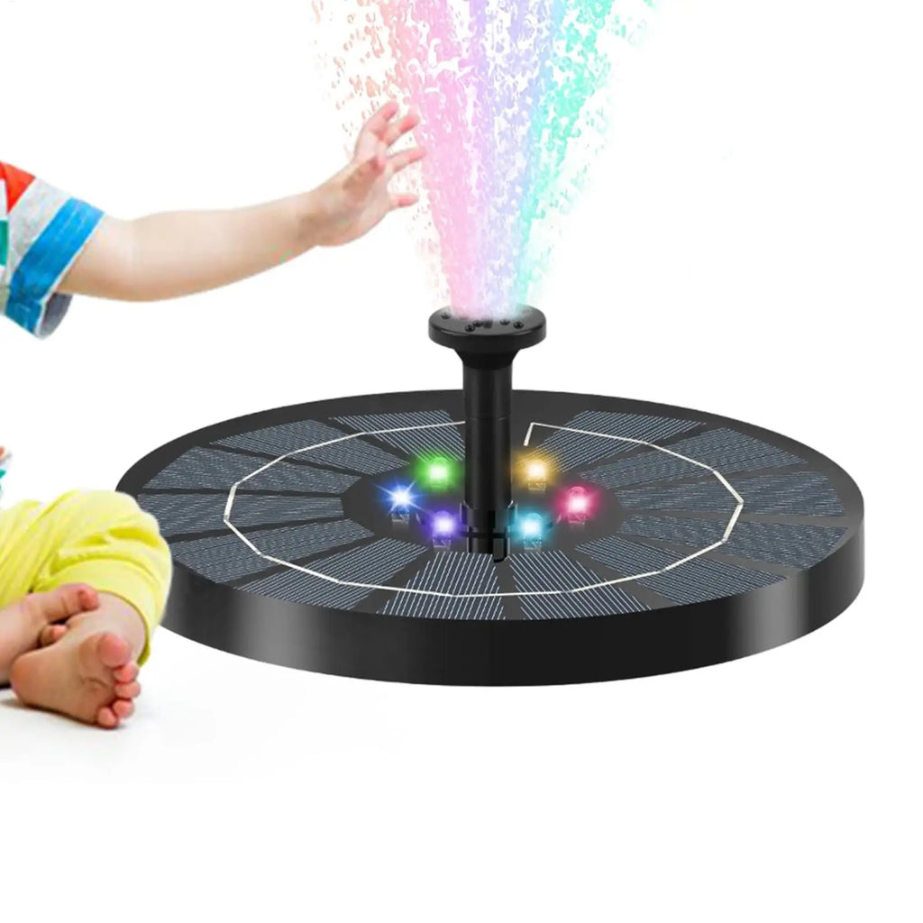 Floating Solar Bird Bath Fountain LED Lights Water Pump Outdoor