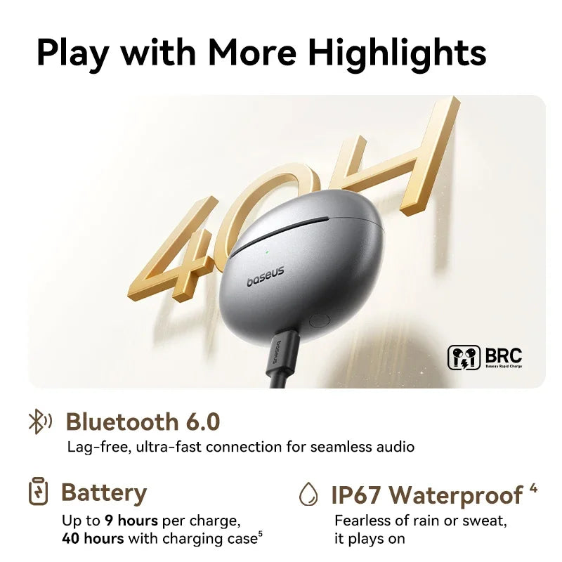 Baseus MC1 Ear Clip Wireless Earphones Bluetooth 6 0 Hi-res Ultra