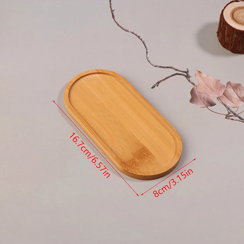 Bamboo Tray Wood Saucer Flower Pot Cup Pad Coaster Plate Kitchen Zpaxo A1