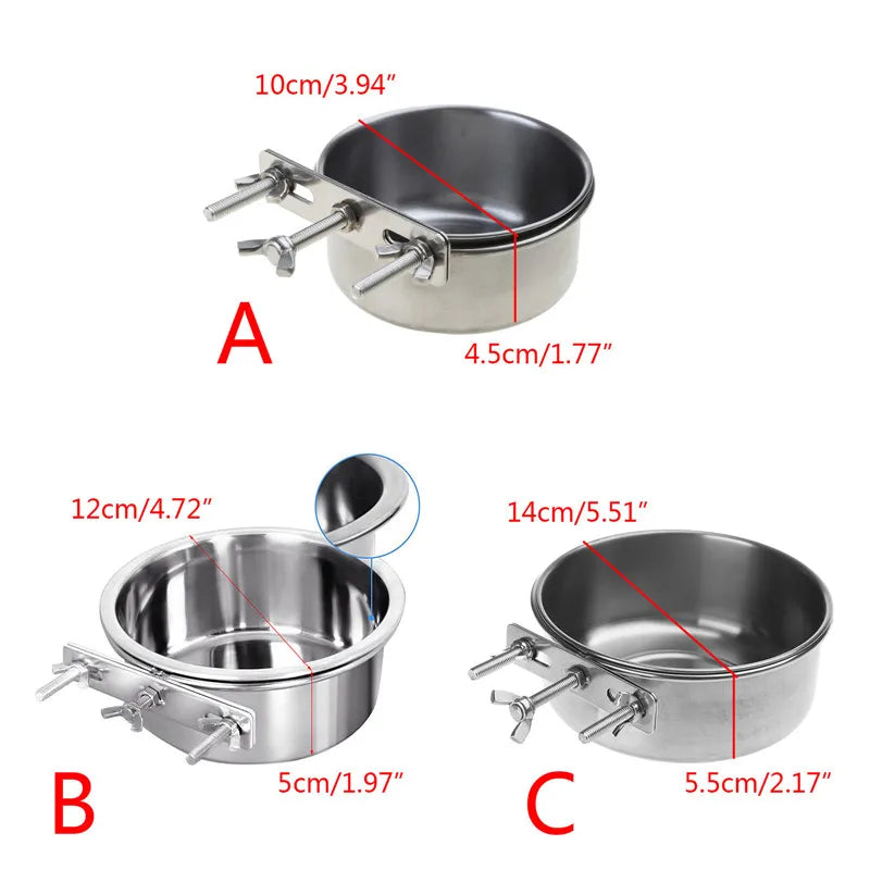 Pet Bowl Can Hang Stationary Dog Cage Bowls Stainless Steel Dog Cats Hanging Bowls Durable Puppy Kitten Feeder Water Food Bowl Zpaxo