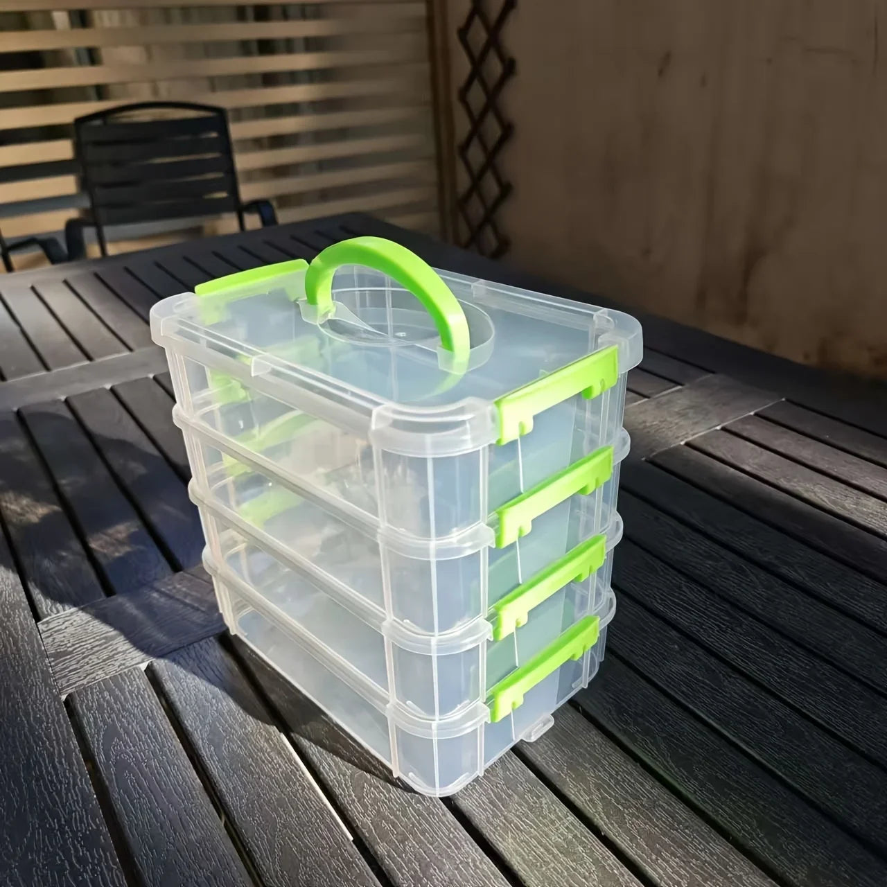 4-layer Transparent Plastic Storage Box Cover Partitioned Drawer