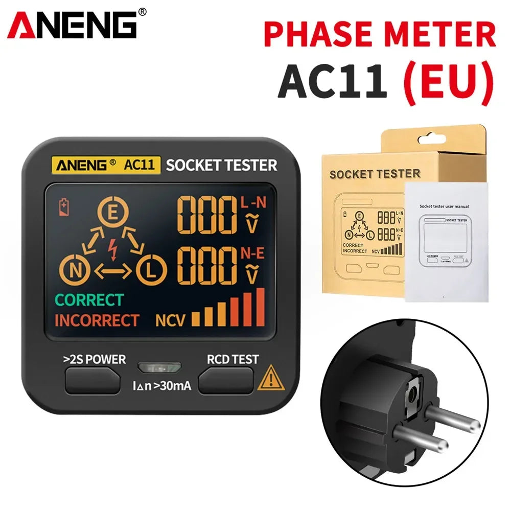 ANENG AC11 Digital Smart Socket Detector US UK EU AU Plug Tester