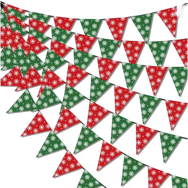 Christmas Snowflake Triangle Bunting Banner Winter Party Decorations