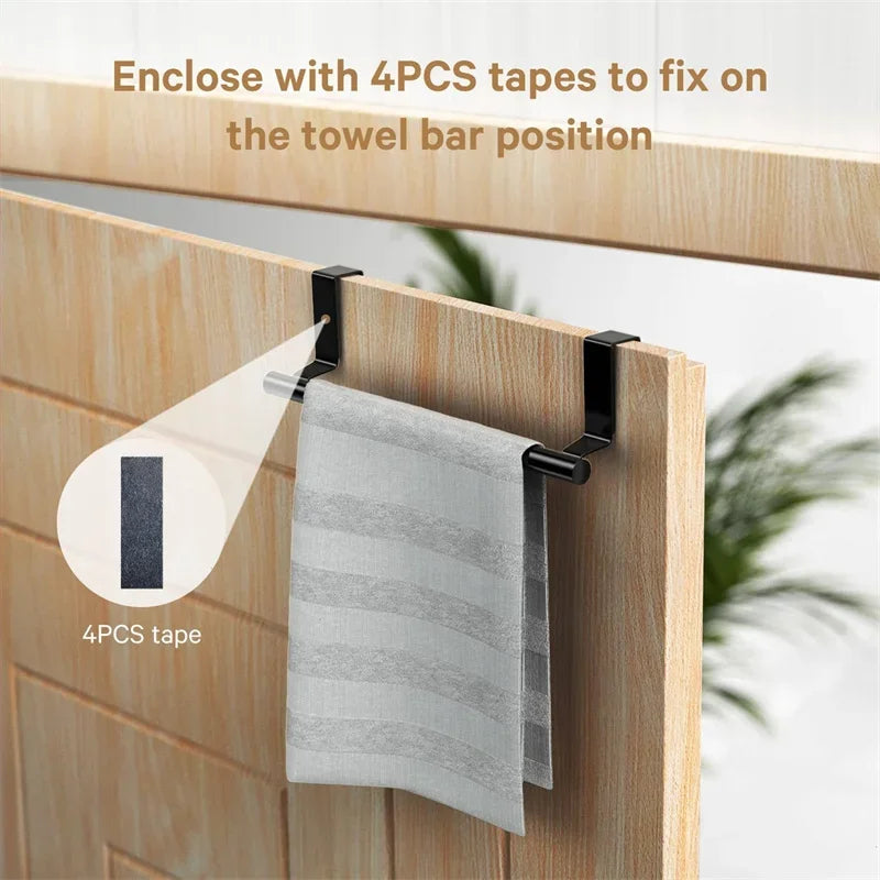 Towel Rack Over Door Bar Hanging Holder Stainless Steel Bathroom