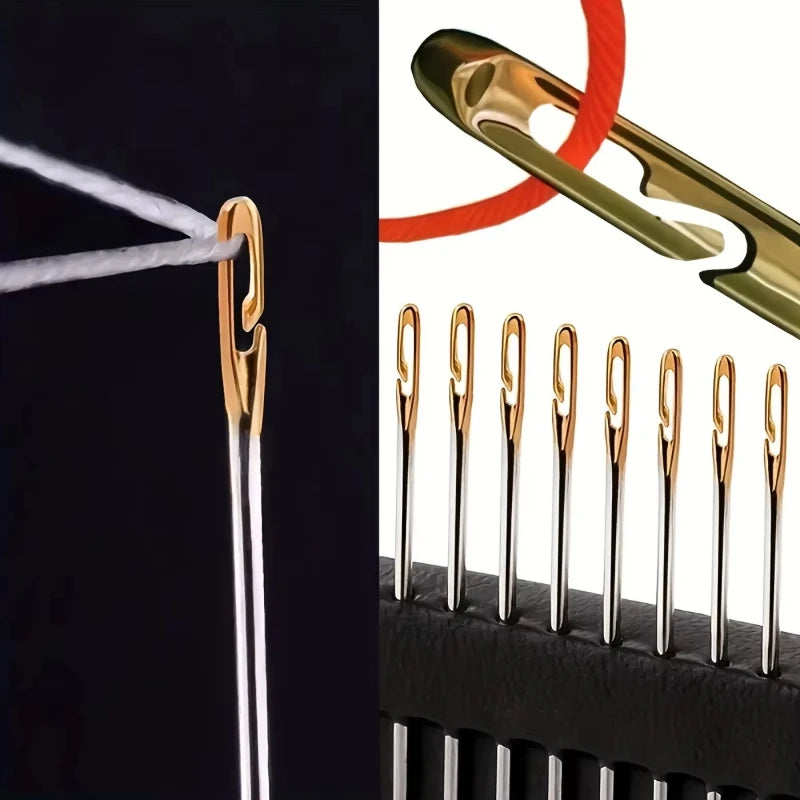 Side-Opening Stainless Steel Sewing Needles – Multi-Size Set