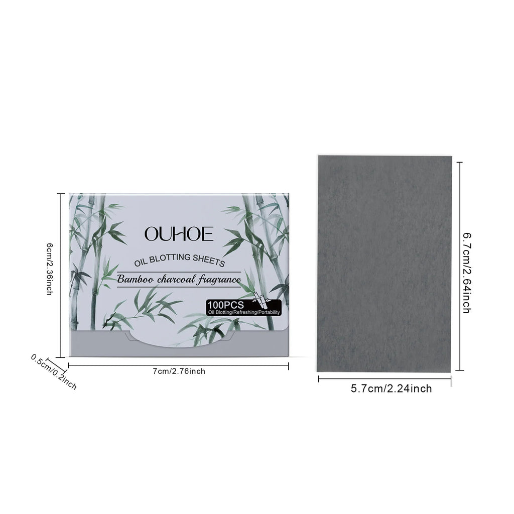 100pcs Bamboo Charcoal Oil Blotting Sheets – Oily Skin Oil Blotting Sheets Zpaxo
