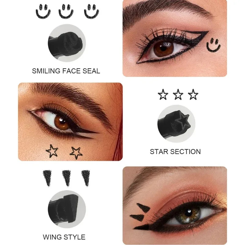 Liquid Eyeliner Stamp Pen Waterproof Fast Dry Double-ended Black