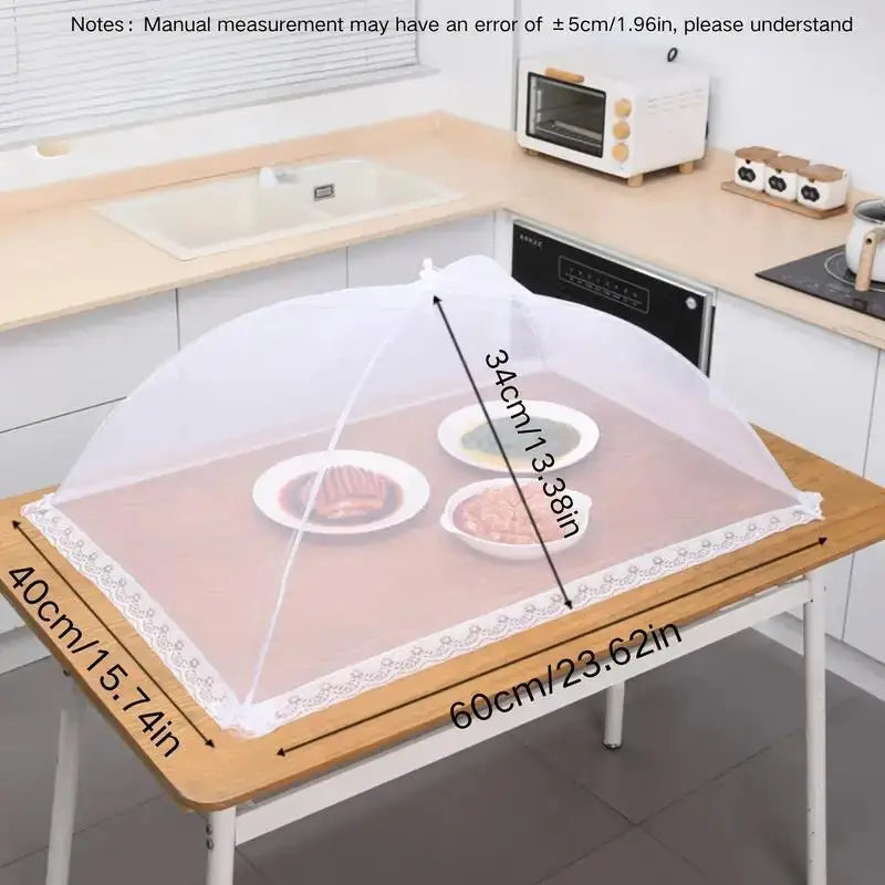 Foldable White Mesh Food Tent - Washable, Portable Insect Cover for Outdoor Picnics, BBQs & Parties | Transparent Design Zpaxo