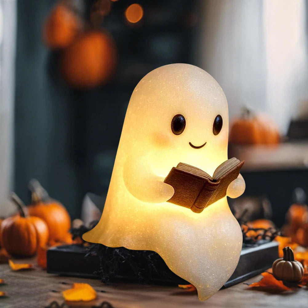 1 LED Cute Ghost Reading Book Lamp Halloween Night Light Decor